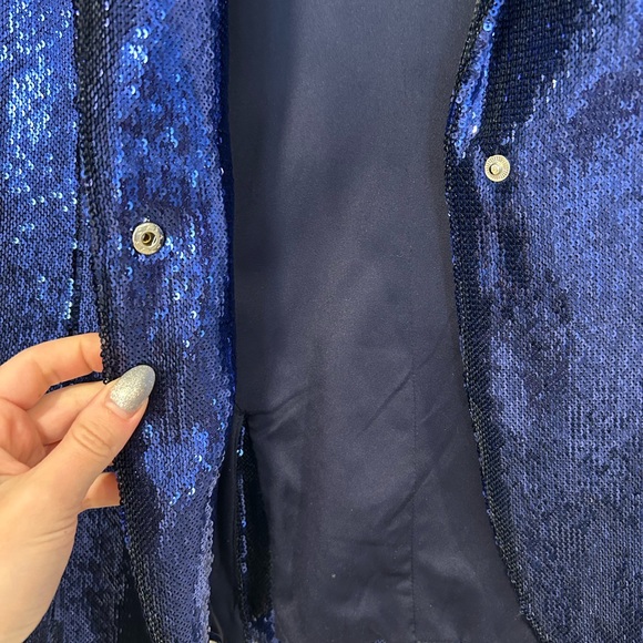 Retrofete blue sequin blazer and shorts set- myma jacket - Picture 9 of 14